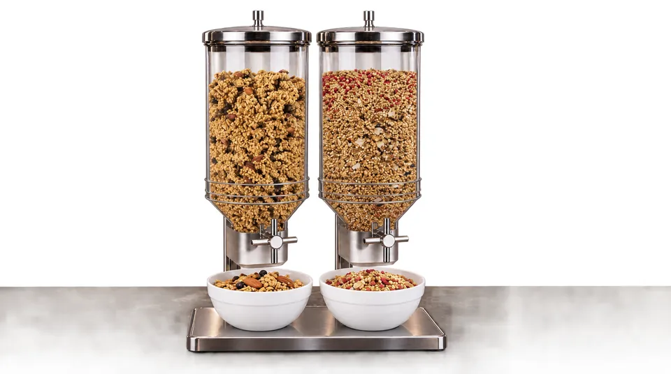 Doppelter Granola-Spender für das Hotel-Frühstücksbuffet